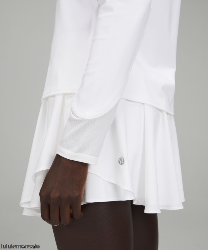 Lululemon Damen DELULU290 | Weißes Nulux Langarmshirt Mit Halbem Reißverschluss
